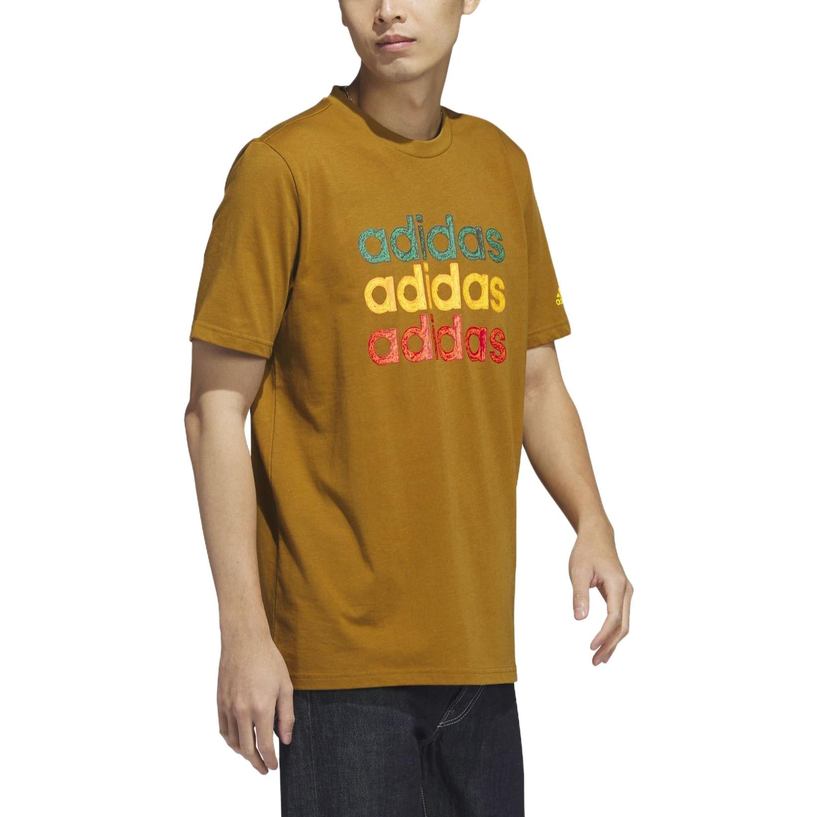 adidas Multi Linear Sportswear Graphic T-Shirt 'Brown' HS2525