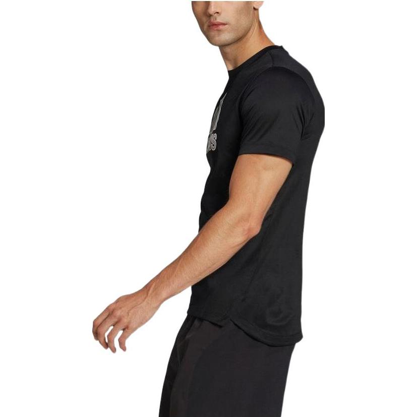 Men's adidas Solid Color Large Logo Printing Round Neck Short Sleeve Japanese Version Black T-Shirt HE6936