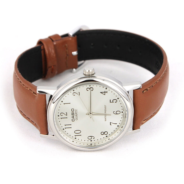 Casio Dress Analog Watch 'Brown Silver White' MTP-1095E-7B