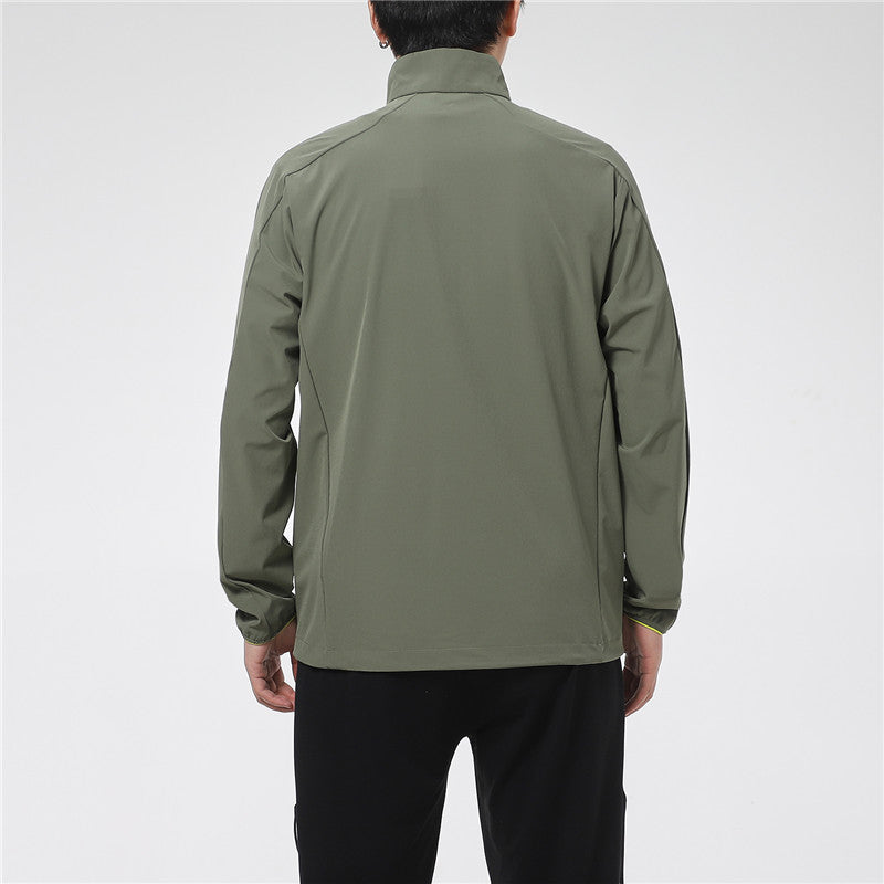 adidas Solid Color Outdoor Windproof Stand Collar Jacket Green GN7348