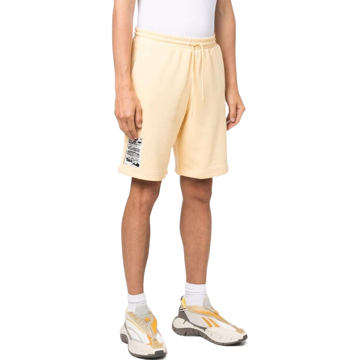 Men's adidas Logo Solid Color Lacing Elastic Waistband Side Pocket Shorts Light Yellow HC9468