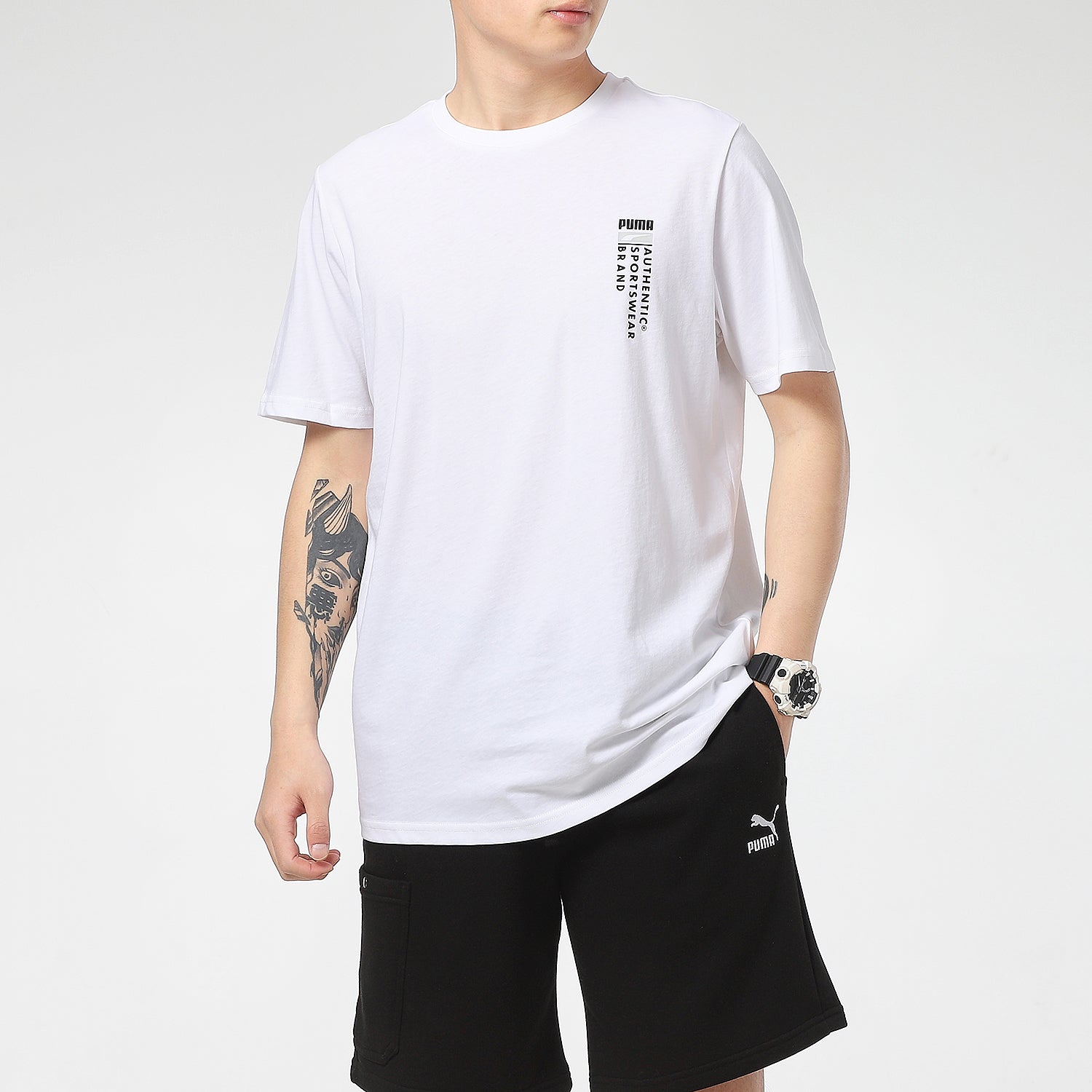 PUMA Casual Graphic T-Shirts 'White' 855975-02