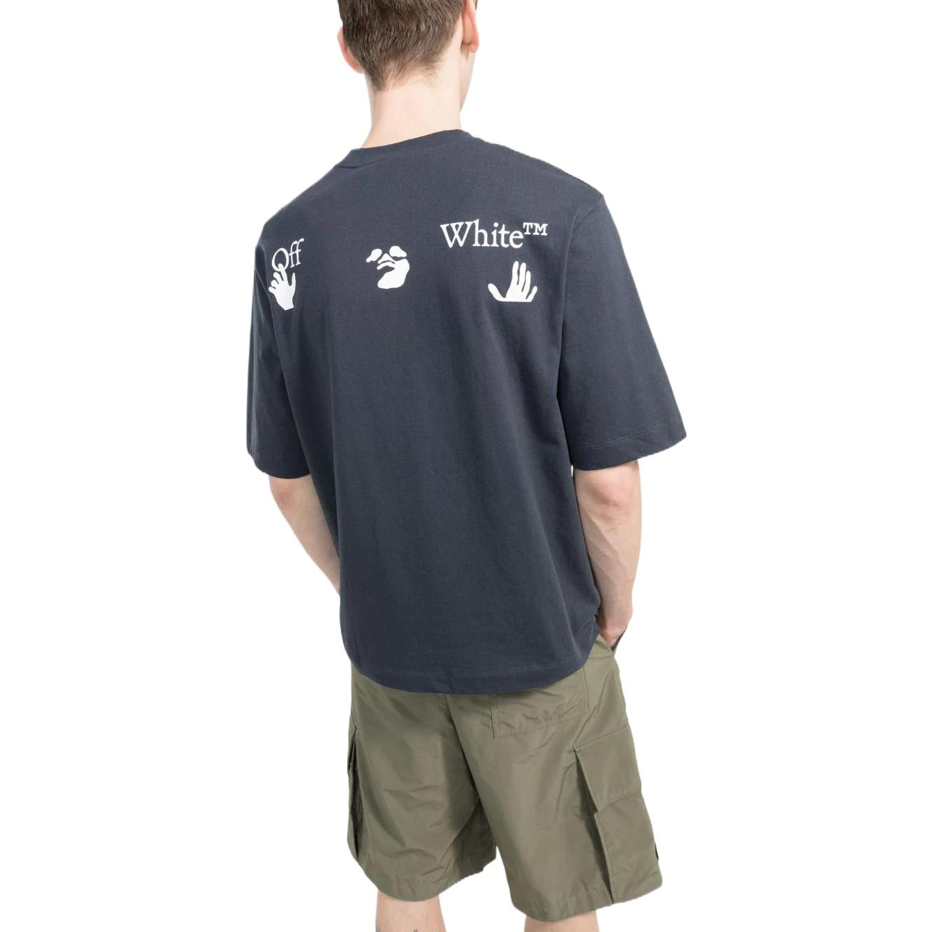 Off-White SS22 Alphabet Printing Solid Color Cotton Short Sleeve Blue OMAA119S22JER0024601