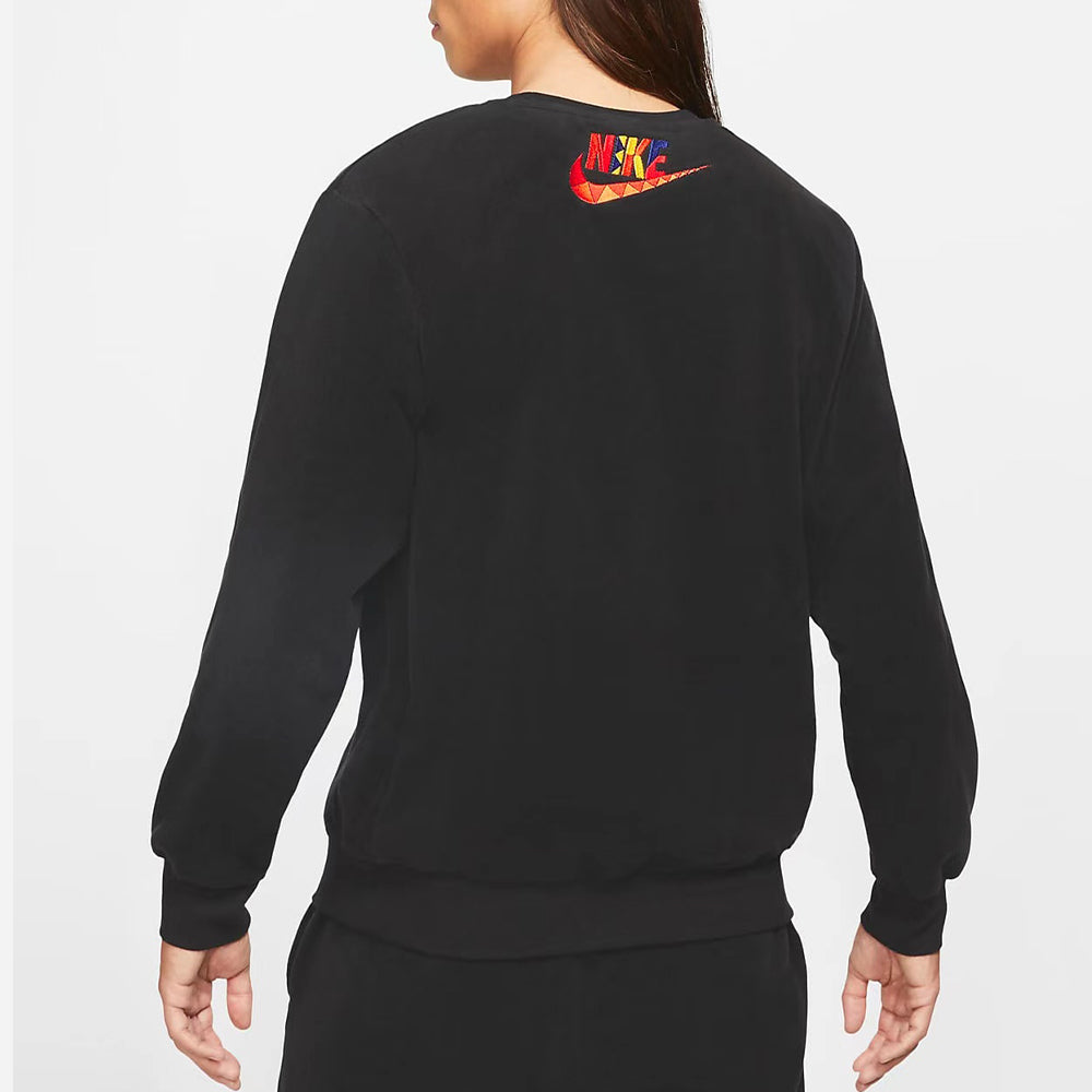 Nike Round Neck Multi-Color Embroidered logo Pullover Black CW1679-010