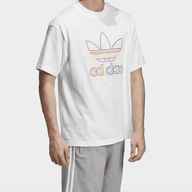adidas originals Pride Tee Rainbow Logo Short Sleeve White FI0882