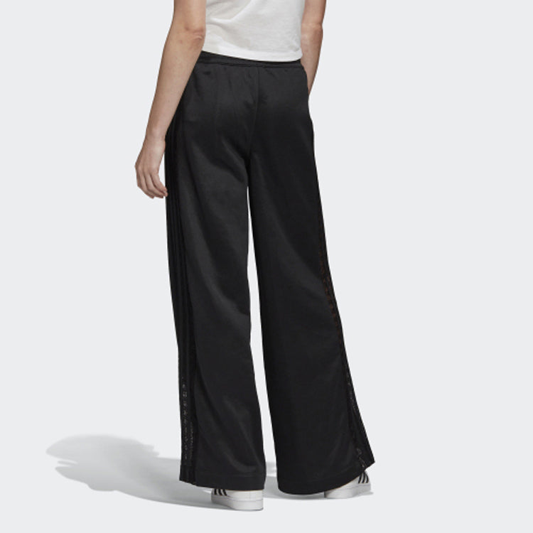 (WMNS) adidas originals Wide Leg Lace Pants Black FM1740