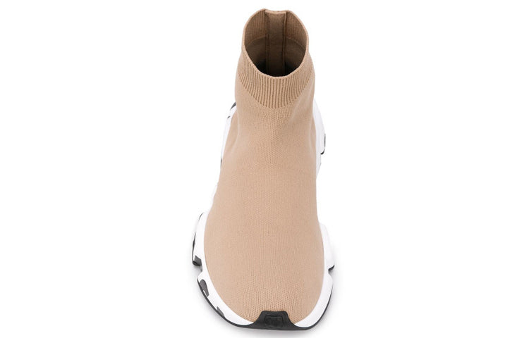 Balenciaga Speed Graffiti Sneakers 'Beige Knit with White and Black Graffiti Sole Unit' 605942W2DB79791