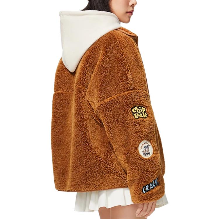 (WMNS) Li-Ning x Disney Chip 'n Dale Graphic Polar Fleece Jacket 'Brown' AFDSC92-2