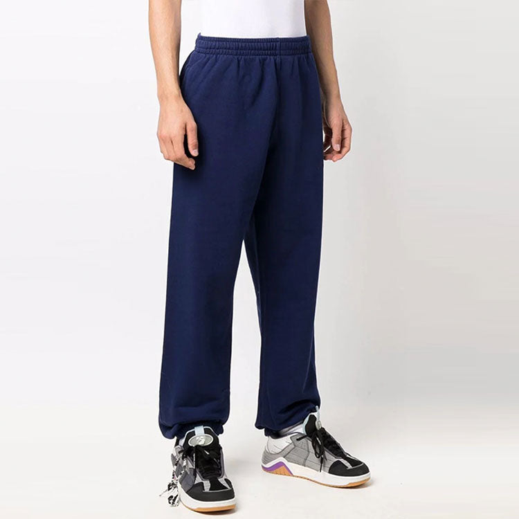 Men's Off-White Arrow Pattern Solid Color Sports Pants/Trousers/Joggers Loose Fit Navy Blue OMCH029F21FLE0014545