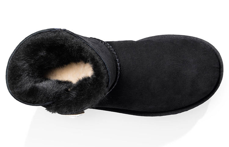 (WMNS) UGG Mini Bailey Button Bling Fleece Lined 'Black White' 1016554-BLK