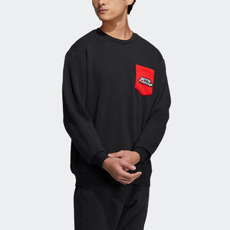 adidas neo x SESAME STREET Crossover Contrasting Colors Pocket Sports Round Neck Pullover Black HD7290