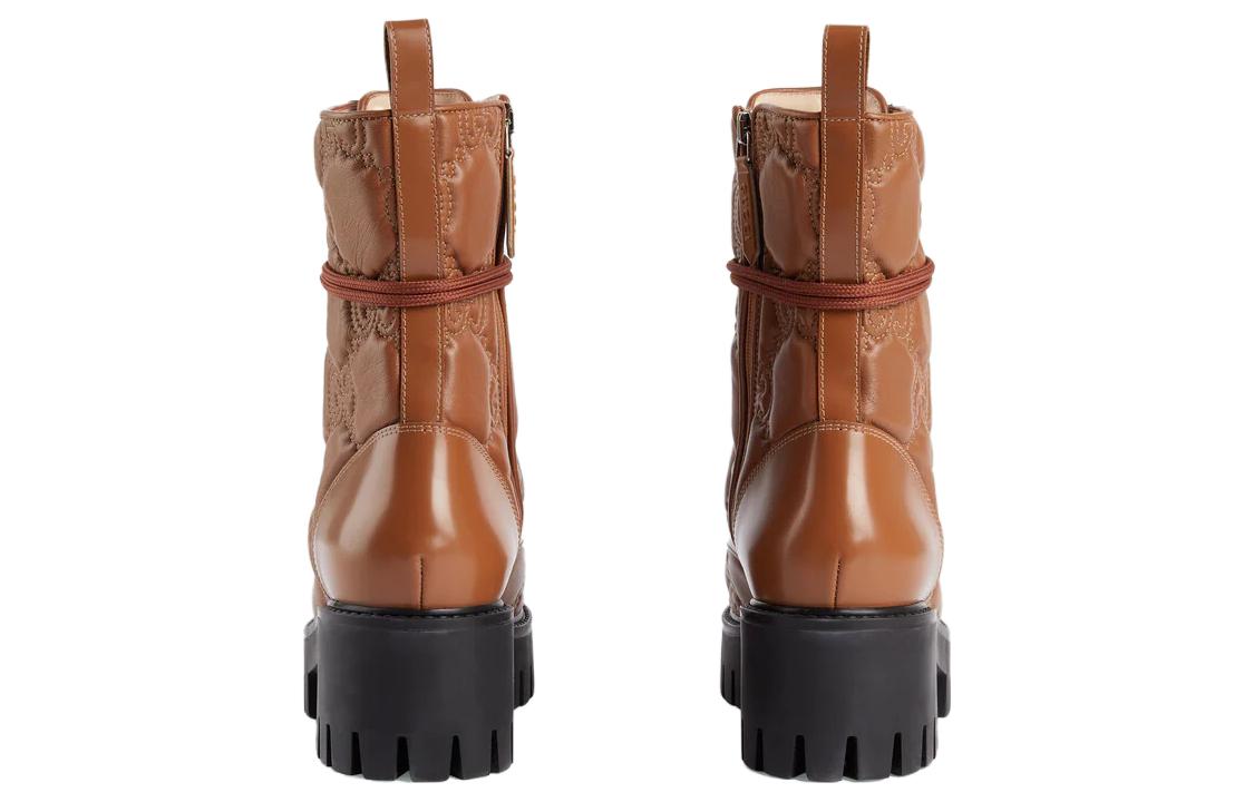 (WMNS) Gucci Quilted Lace-Up Boots 'Brown' 718386-DS8U0-2741