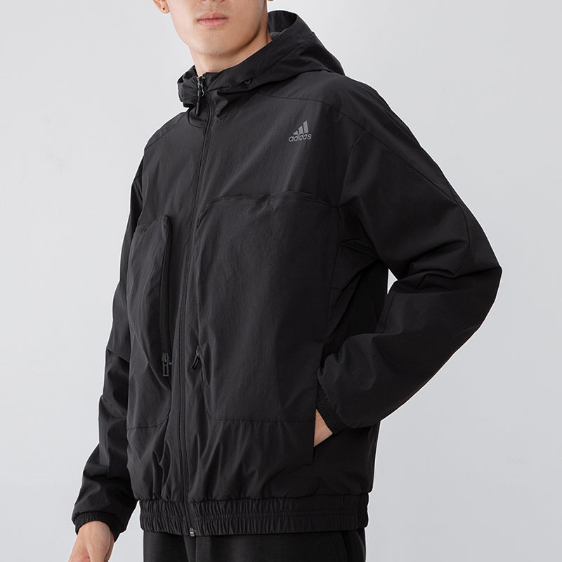 adidas Cargo Athleisure Casual Sports Hooded Jacket Black H38399
