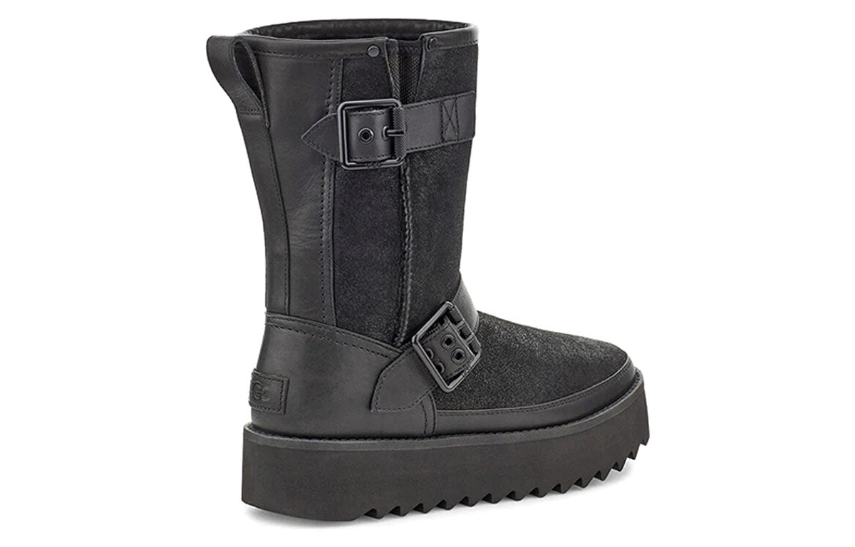 (WMNS) UGG Rebel Biker Snow Boots Black 1103852-BLK