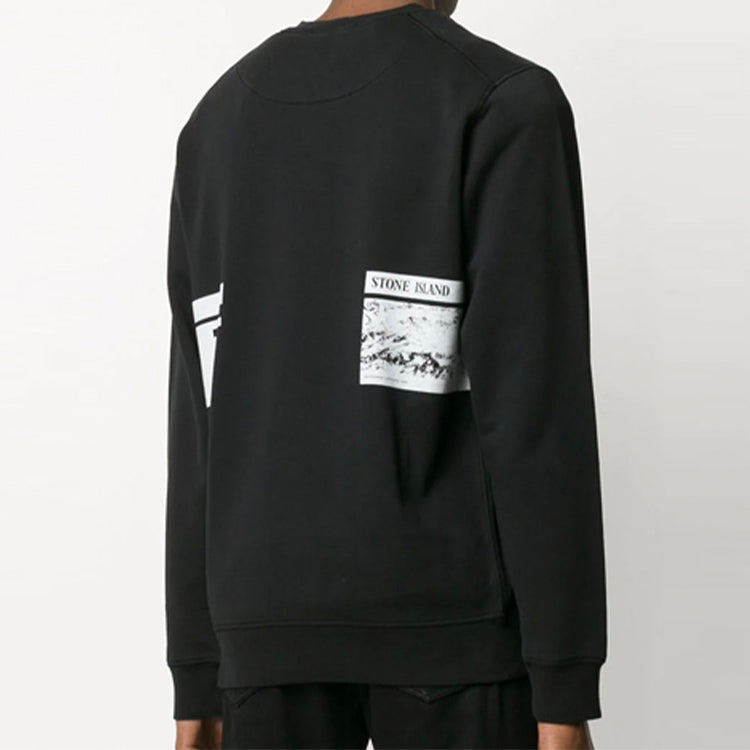 Men's STONE ISLAND Printing Round Neck Pullover Black MO721563094-V0029