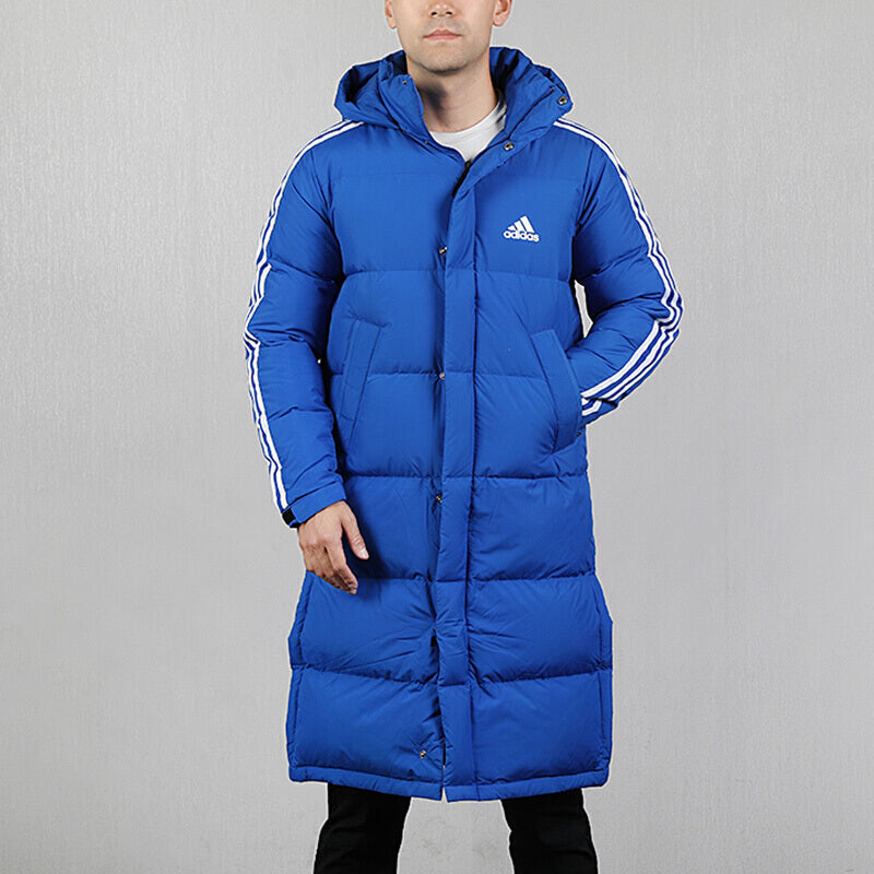 adidas 3ST Long Parka Windproof Stay Warm hooded down Jacket Blue EH3992