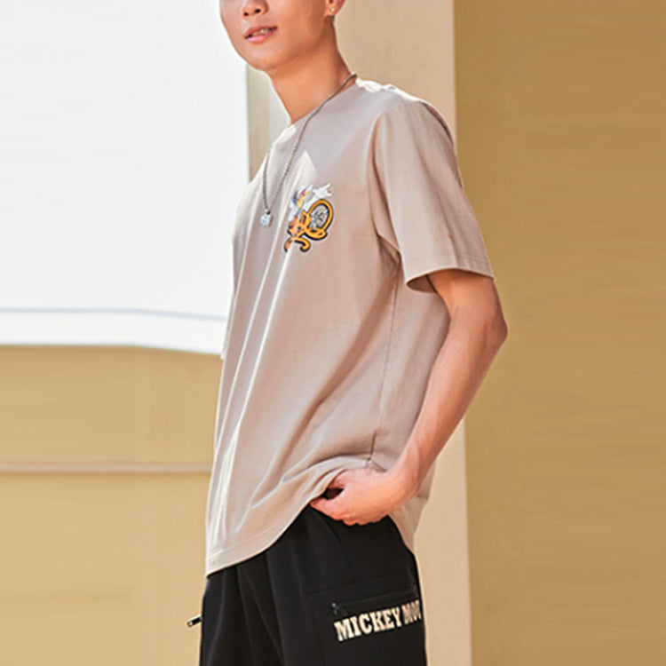 Li-Ning x Disney Crossover Cartoon Printing Round Neck Pullover Short Sleeve Couple Style White Purple AHSR546-4