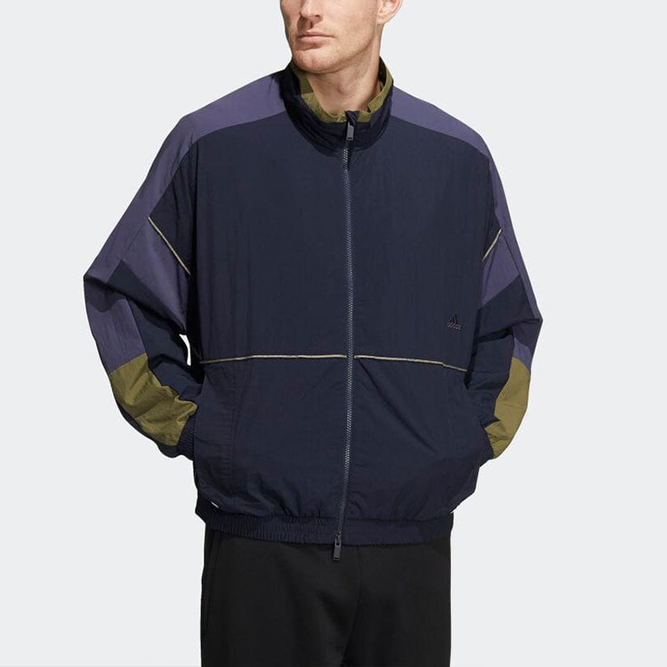 adidas Contrast Color Stitching Long Sleeves Sports Jacket Men's Legend Dark  HD0071
