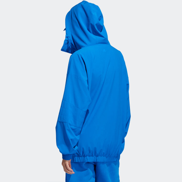 adidas originals Solid Color Hooded Casual Jacket Blue HE2763