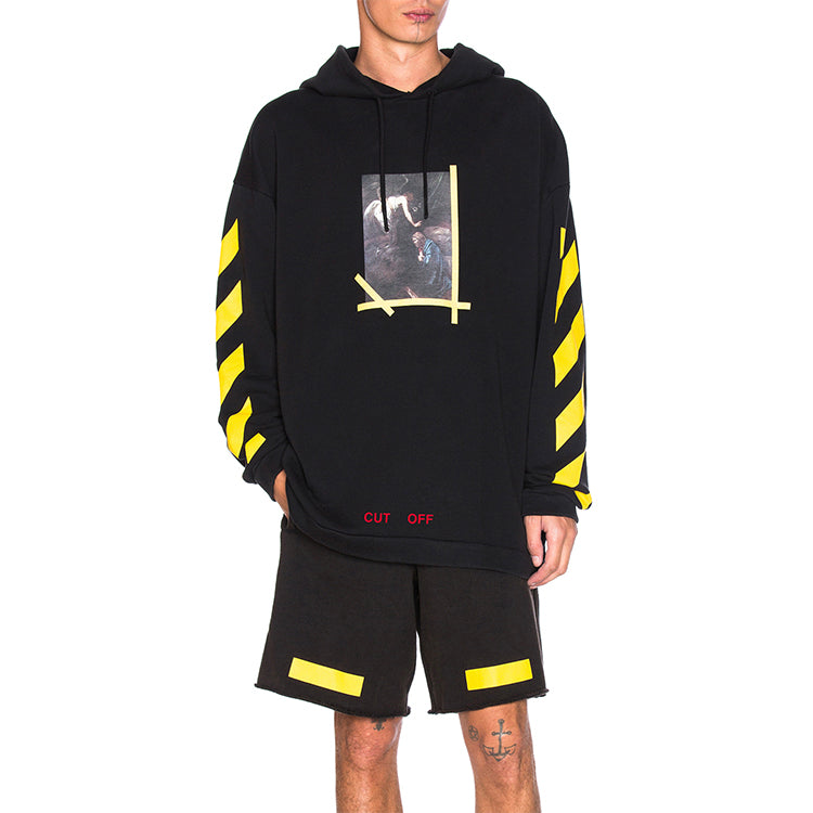 Off-White Cotton Printing Logo hooded Long Sleeves Black OMBB009F160030371099