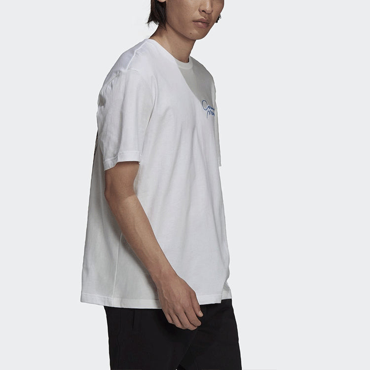 adidas originals Back Alphabet Embroidered Loose Round Neck Short Sleeve White H13523
