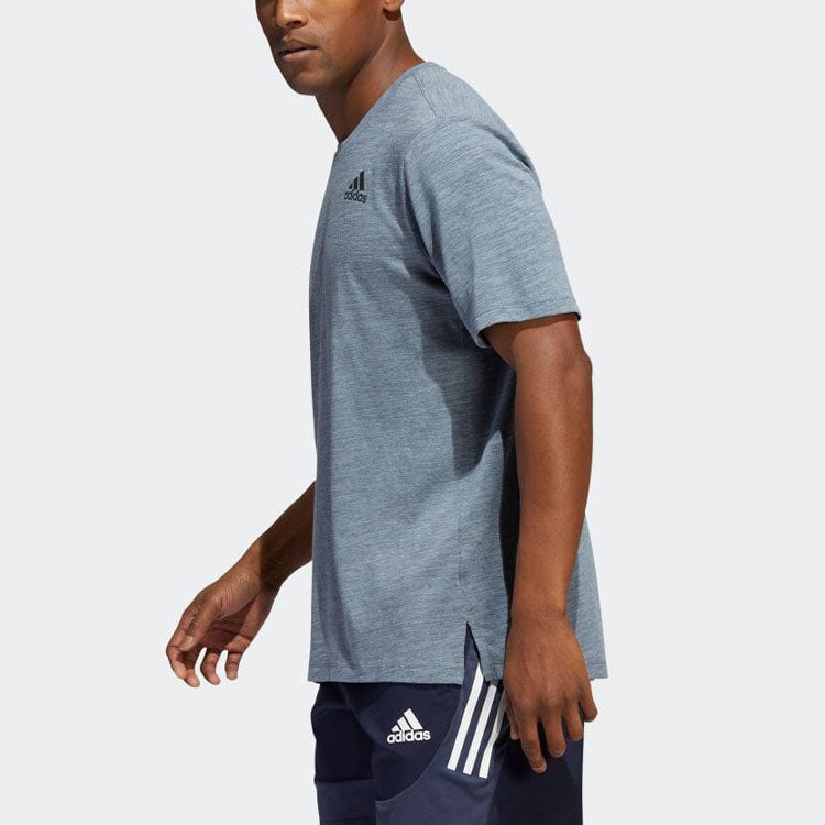 Men's adidas Solid Color Casual Round Neck Pullover Short Sleeve Gray T-Shirt HE6790