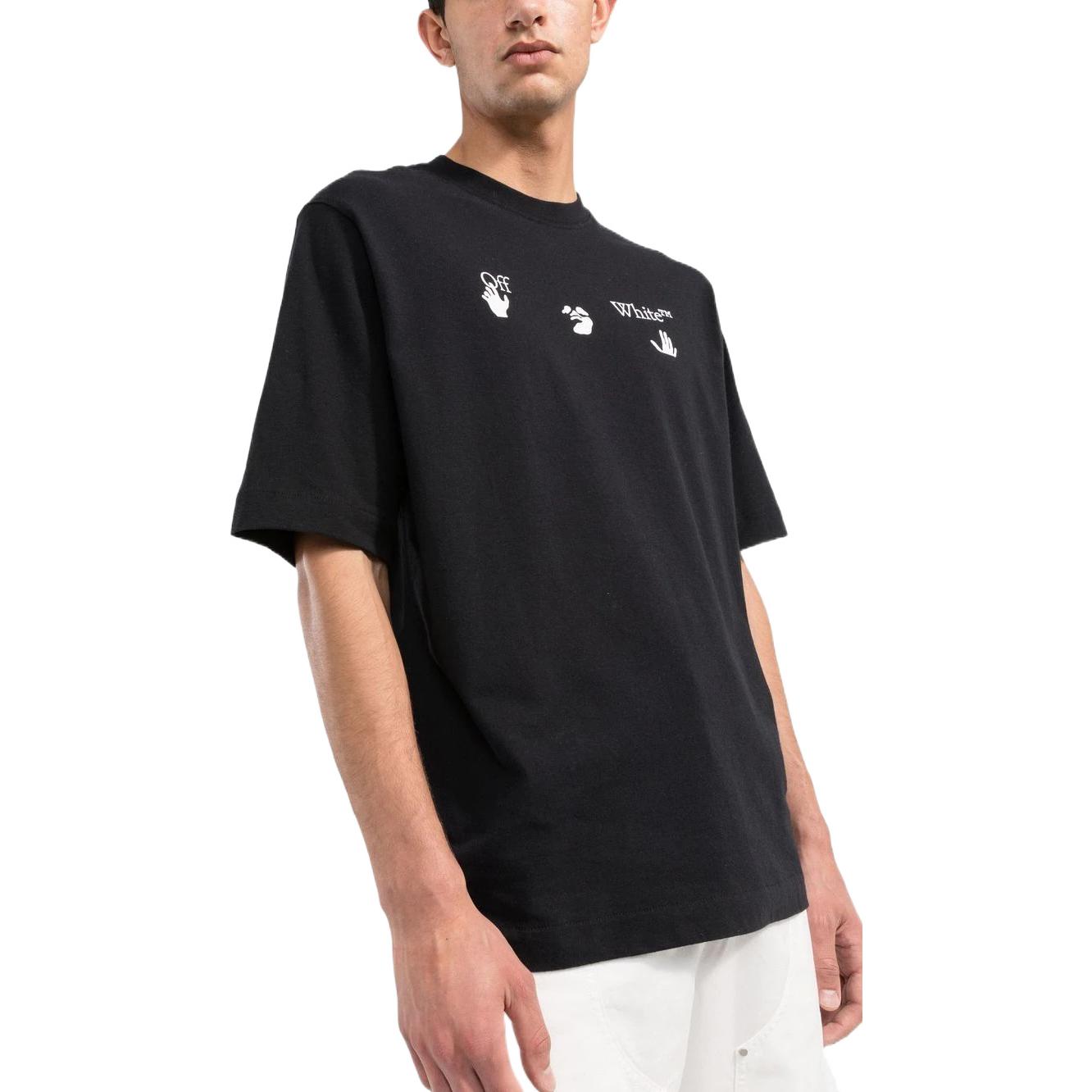 Men's Off-White FW22 Logo Printing Round Neck Short Sleeve Black T-Shirt OMAA119C99JER0031001