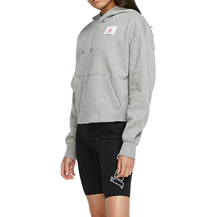 (WMNS) Air Jordan Fleece Pullover Hoodie Casual Sports 'Grey' CV7737-063