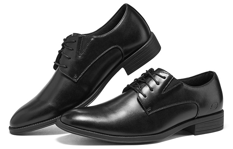 Skechers LARKEN Leather Formal Shoes 'Black' 65537-BLK