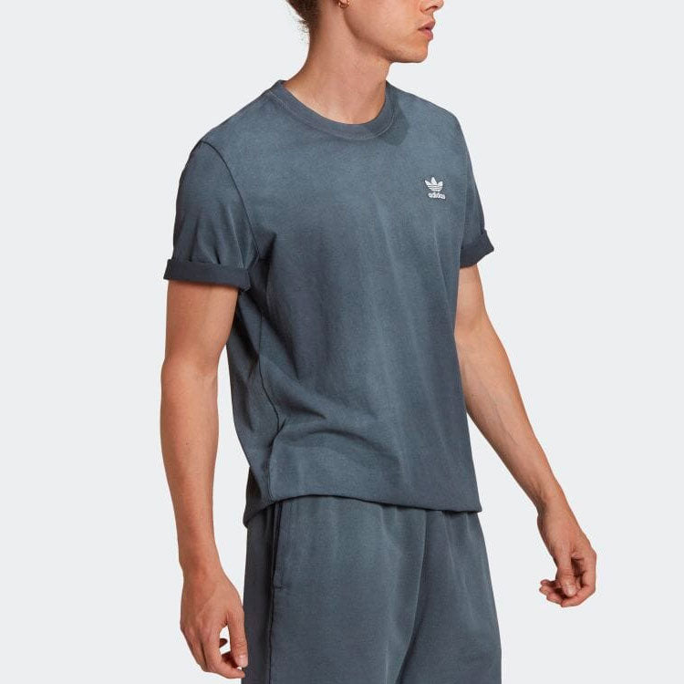 Men's adidas Solid Color Round Neck Printing Pullover Short Sleeve Gray T-Shirt HK7507