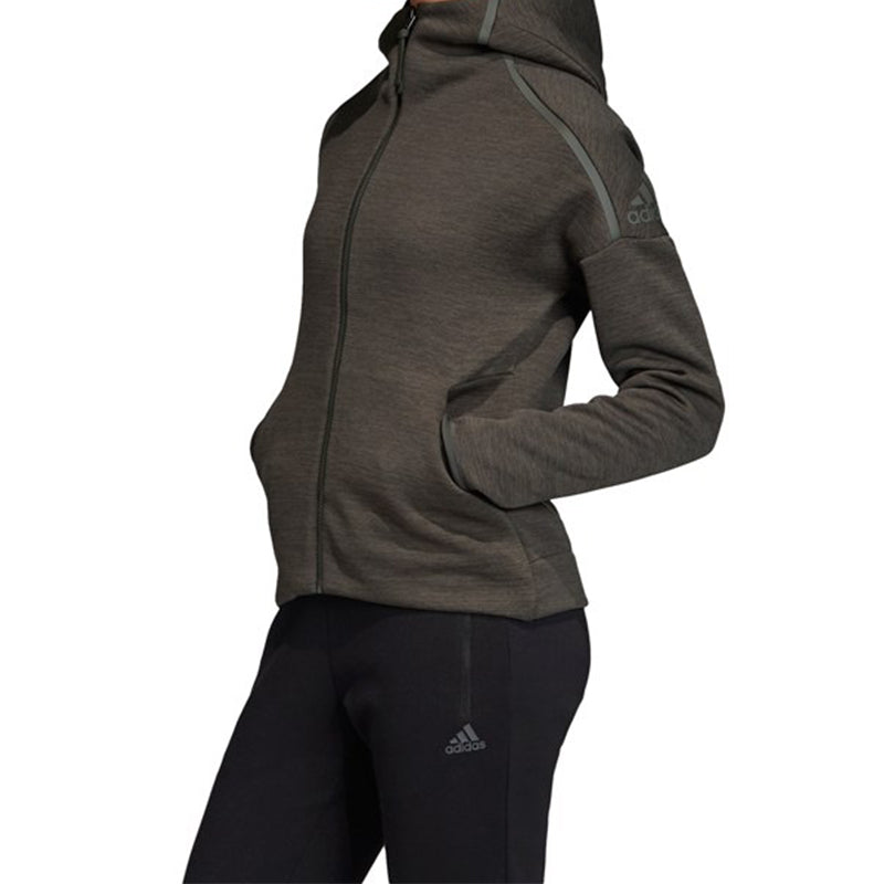 (WMNS) adidas Logo Printing Hooded Windblocker Jacket Grey EA0342
