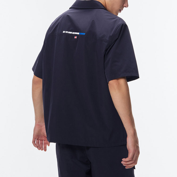 FILA Pocket Printing Logo Loose Casual Short Sleeve Shirt Blue F11M138449F-NV