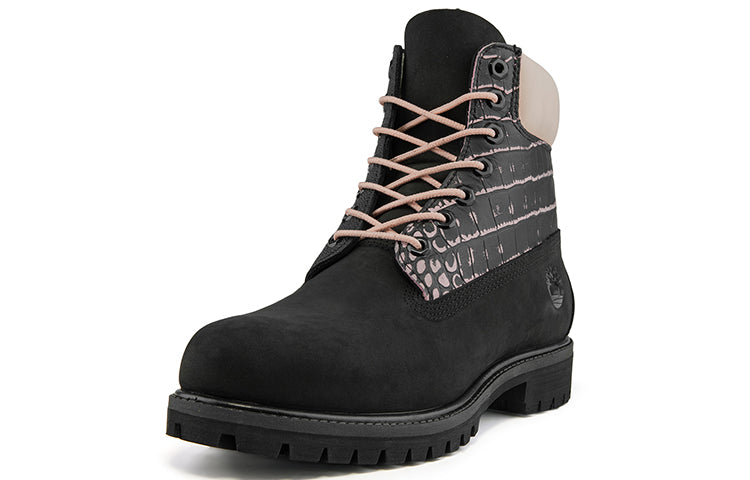 Timberland Premium Waterproof Wide Fit Boot 'Black Nubuck with Pink' A2JCKW
