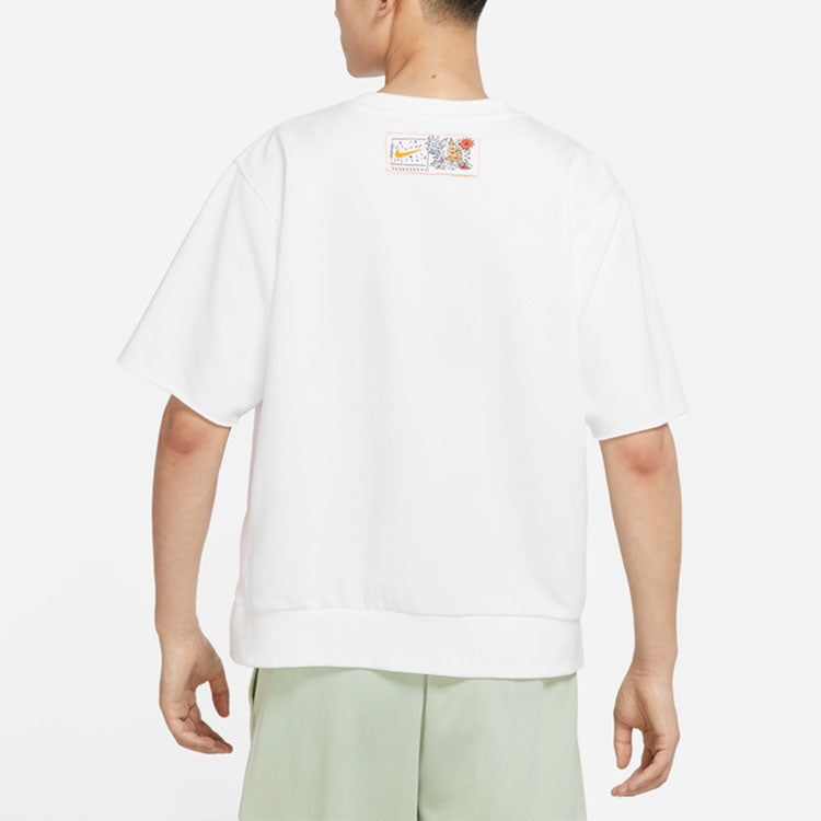 Nike Solid Color Cartoon Small Label Sports Training Round Neck Short Sleeve White DV3201-100