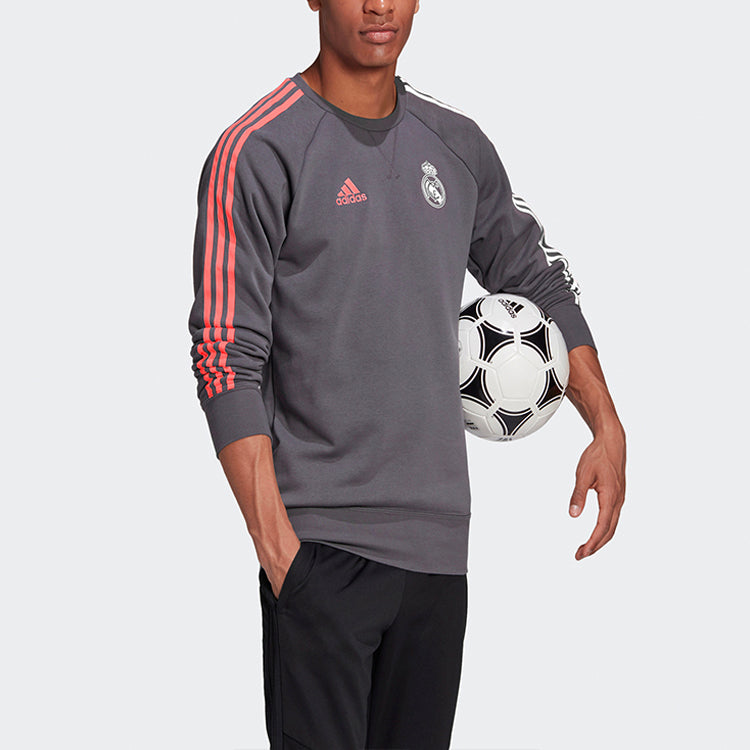adidas REAL SWT TOP Real Madrid Soccer/Football Sports Pullover Gray FQ7908