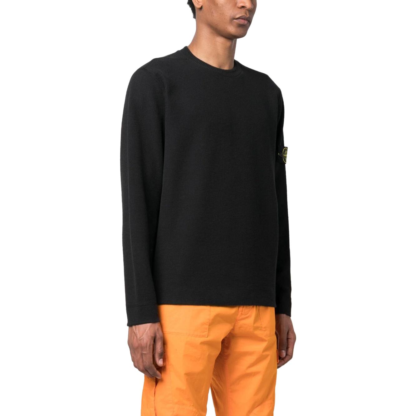 STONE ISLAND Ribbed Fleece Sweatshirt 'Black' 781565656-V0029