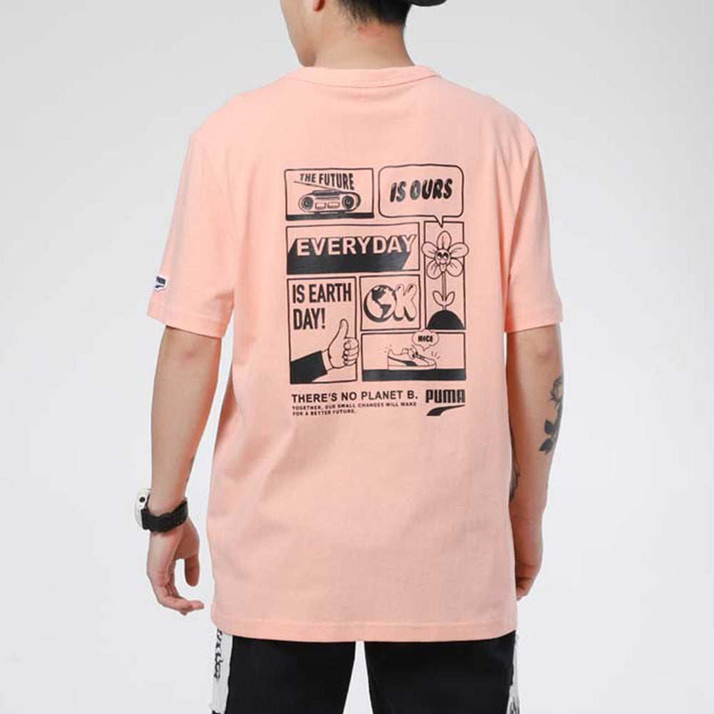 PUMA Peach Downtown Graphic T-Shirt 'Pink Black' 531335-26