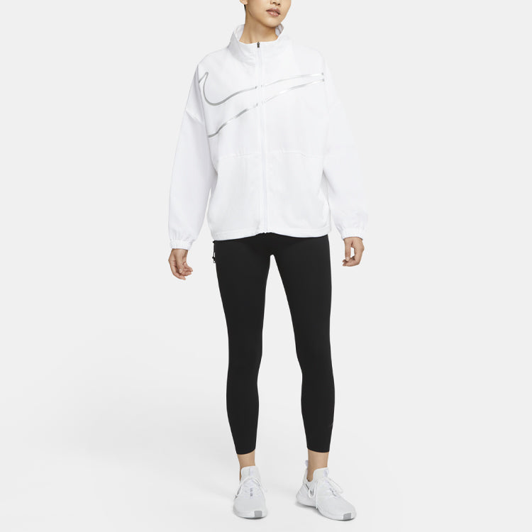 (WMNS) Nike Large Woven Stand Collar Training Sports White Jacket DA0498-100