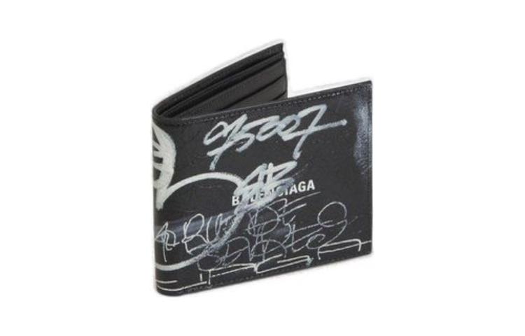 Balenciaga Square Folded Graffiti Wallet 'Black White' 594549210LH1090