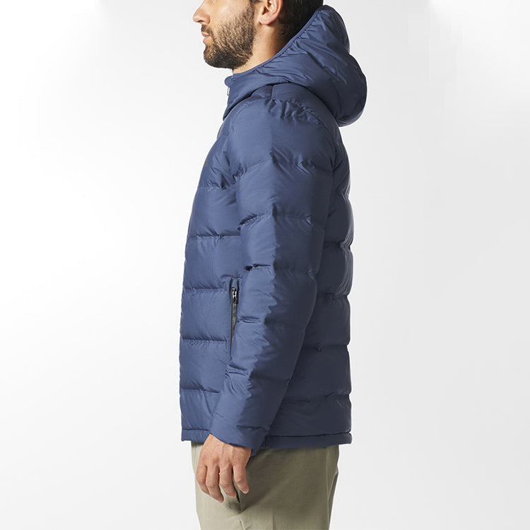 adidas Casual Outdoor Sports hooded down Jacket Blue BQ1998