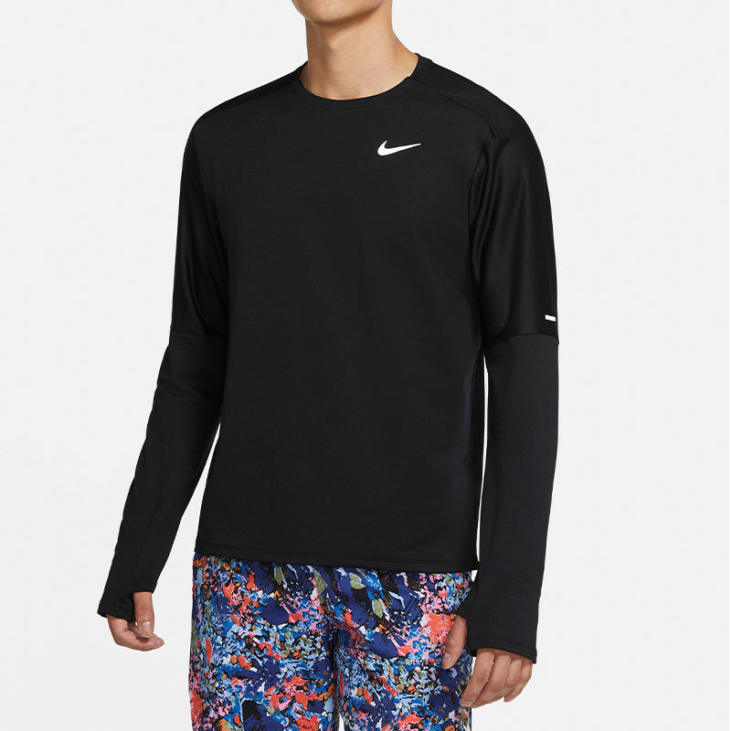 Men's Nike Dri-FIT Running Training Sports Round Neck Black Gym Clothes CU6072-010