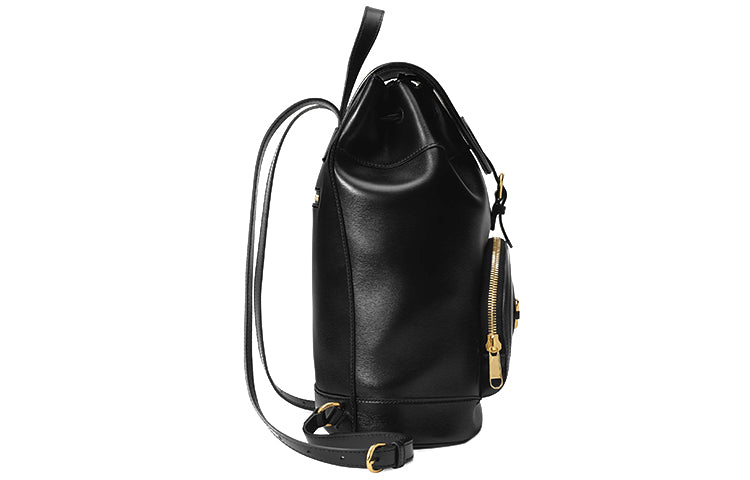 Gucci Horsebit 1955 Retro Gold buckle Leather Large Capacity schoolbag Backpack Unisex / Black Classic 620849-0YK0G-1000