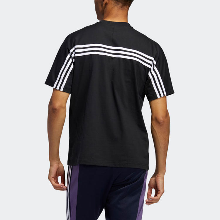 adidas originals 3-stripe Tee Stripe logo Embroidered Short Sleeve Black FM1535