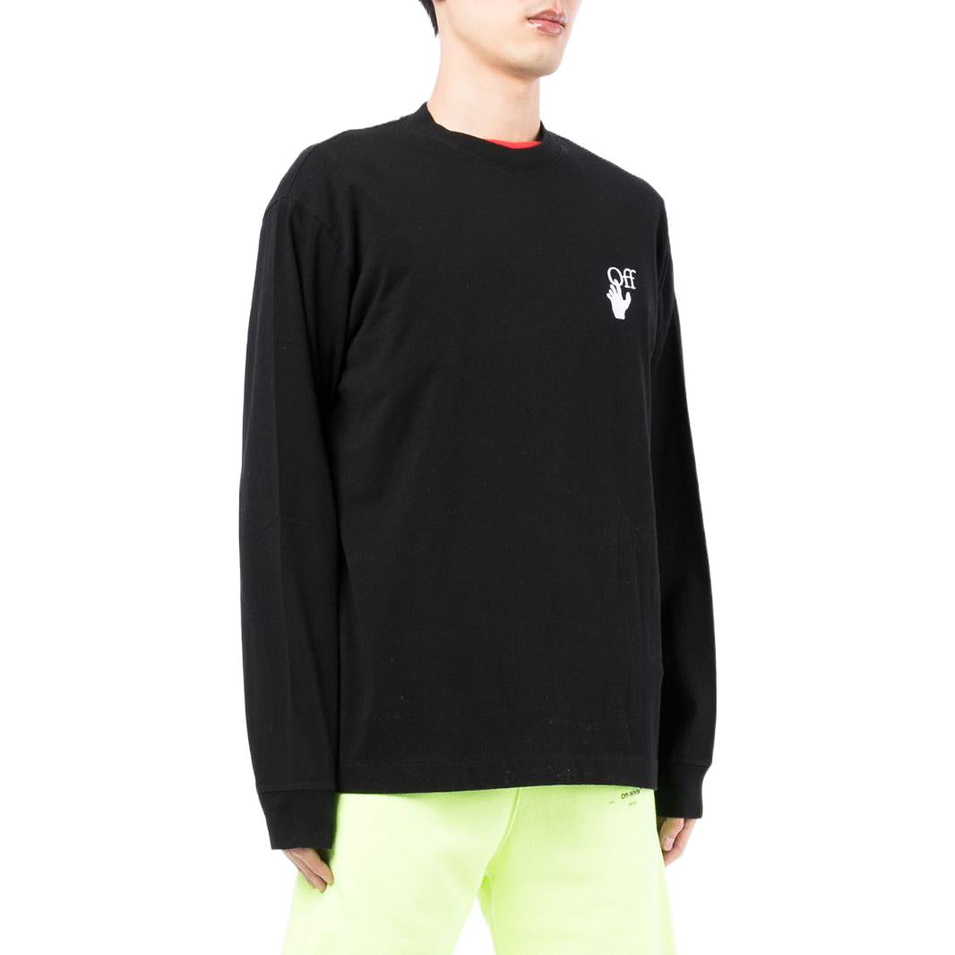 Men's Off-White FW22 Logo Round Neck Long Sleeves Version Black OMAB064F21JER0061001BLACK