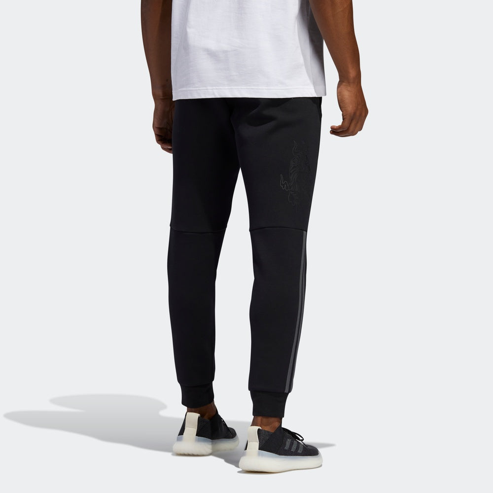 adidas Pattern Lacing Elastic Waistband Sports Pants Black GG0768