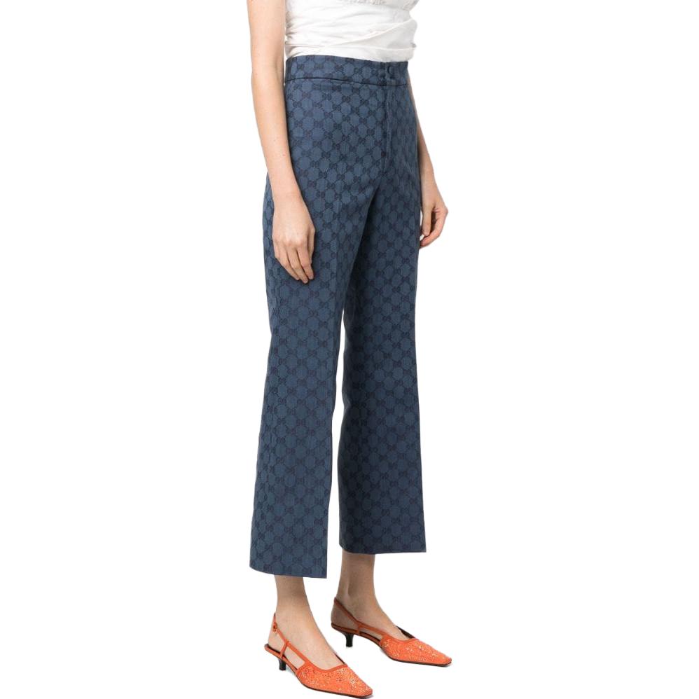 (WMNS) Gucci GG Linen Cotton Jacquard Pant 'Light Blue' 756517-ZAMC5-4258