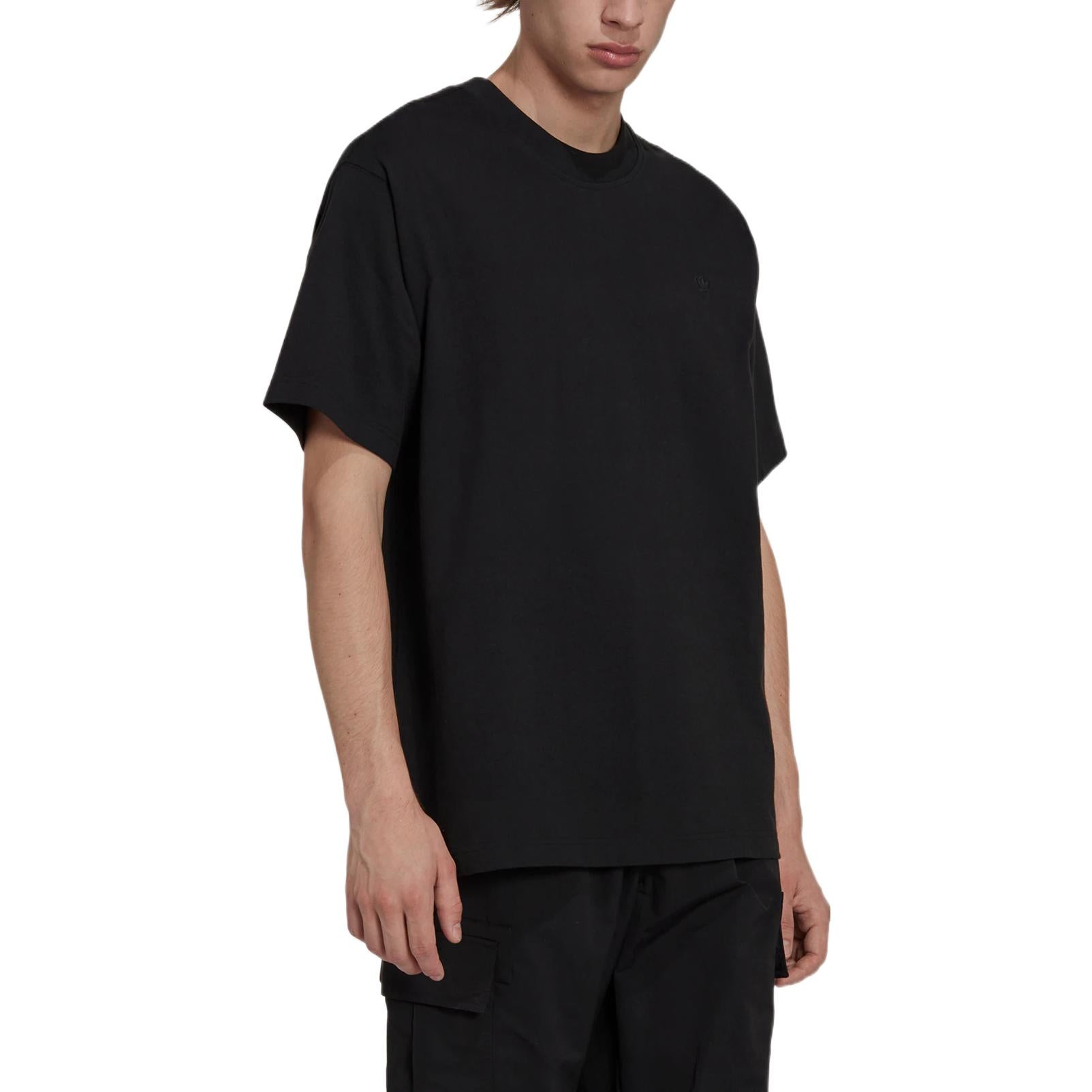 Men's adidas Solid Color Round Neck Pullover Short Sleeve Casual Black T-Shirt HK2890
