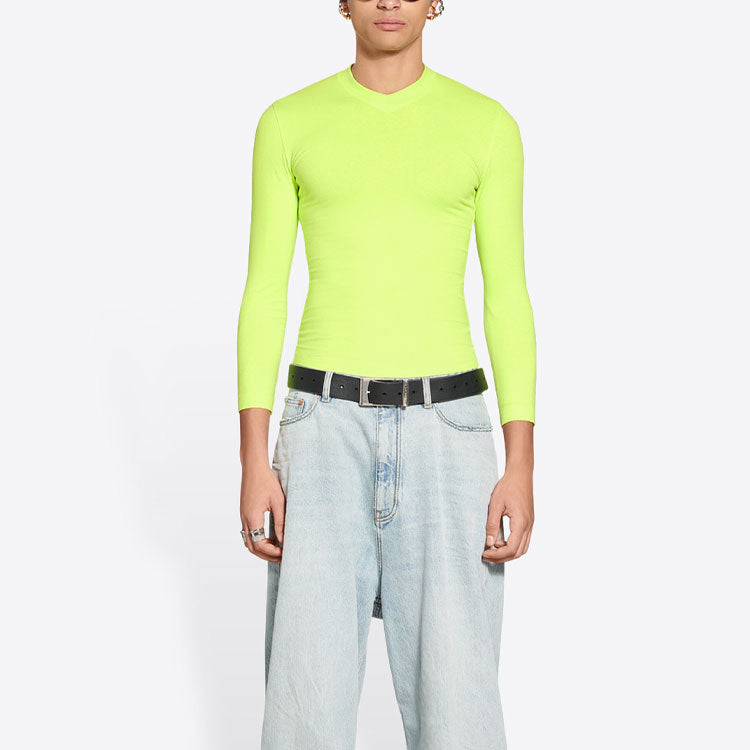 Balenciaga Crewneck Long Sleeve Top 'Fluo Yellow' 704103TMVB77204