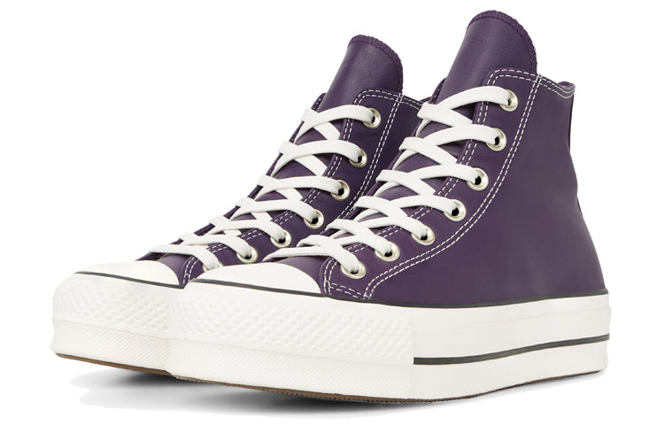 (WMNS) Converse Chuck Taylor All Star Platform Leather High Top Thick Sole White Purple 565852C