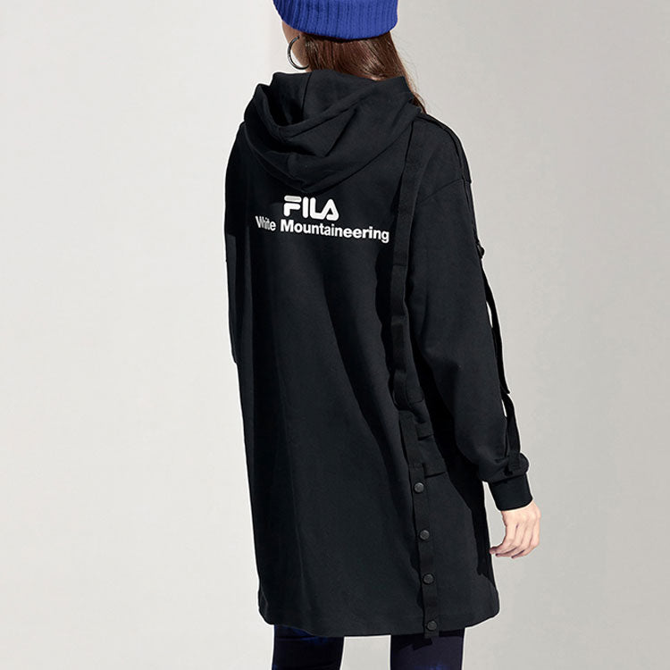 (WMNS) Fila FUSION x White Mountaineering Crossover Printing Long Sports Hoodie Black T11W117212F-BK